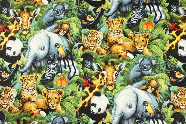 Real Baby Wild Animals! 1 Meter Plain Cotton Fabric, Fabric by Yard, Yardage Cotton Fabrics for  Style Garments, Bags