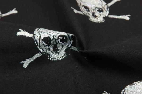 Skulls Black BW ! 1 Meter Medium Thickness Plain Cotton Fabric, Fabric by Yard, Yardage Cotton Fabrics  现货  A342 - fabrics-top