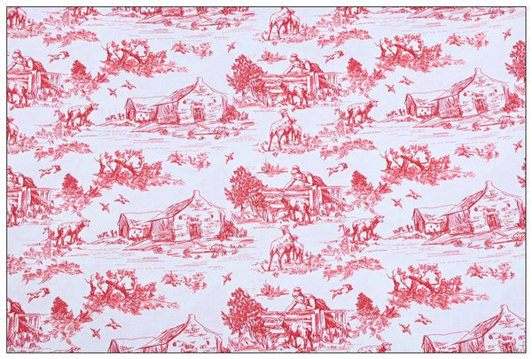 Sheep and Farm scenery Pastoral Print red ! 1 Meter Cotton Fabric, Fabric by Yard, Yardage Cotton Fabrics for Bags French Style