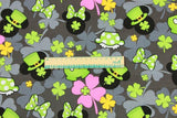Lucky Mickey with Shamrock Happy St Patrick's Day! 1 Meter Cotton Clover Fabric, Fabric by Yard, Yardage Cotton Fabrics for  Style Garments - fabrics-top