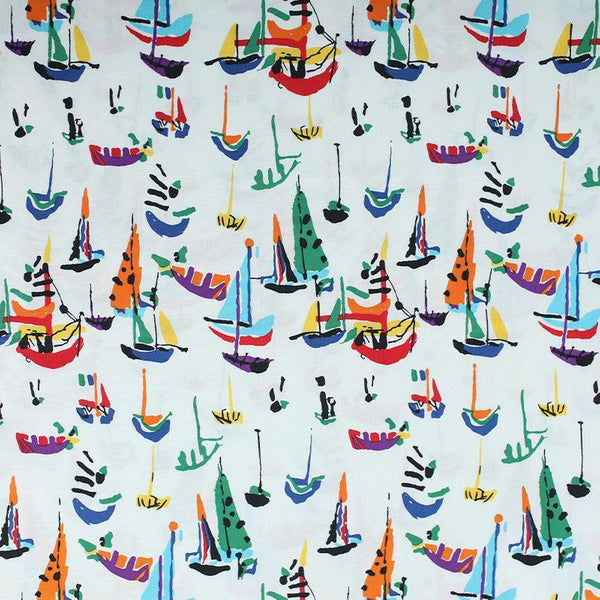 Painting Boats! 1 Meter of Quality Printed Cotton Fabrics,  by Yard, Fabric Yardage Ship Navy Fabric, Dress Fabrics, Yacht