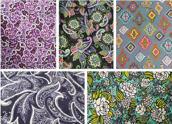 Lilac Paisley, Kiev Paisley, Island Blooms, Indio Painted Medallion! 1 Meter Quality Printed Cotton,  Fabrics by Yard Vera Retired pattern