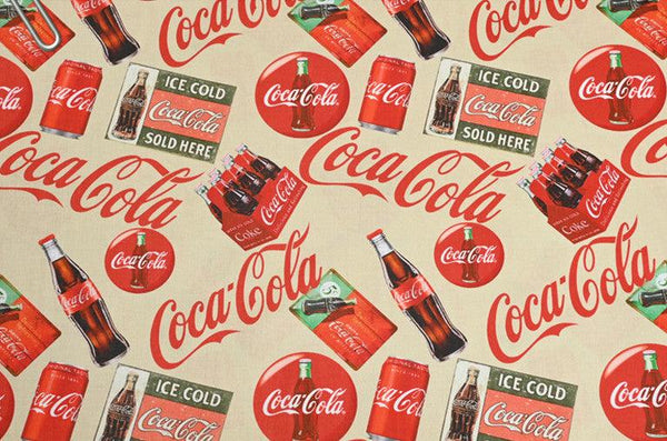 Ice Coke Sold Here Retro red! 1 yard Printed Cotton Fabric, Fabric by Yard, Yardage Fabrics 2201