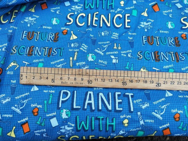 Save our Planet with Sicence! 1 Meter Medium Thickness Cotton Fabric, Fabric by Yard, Yardage Cotton Fabrics Style Clothes, Bags Scientist - fabrics-top