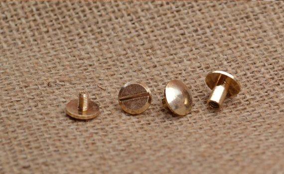 10 sets Pure Solid Brass Screw Rivets, Brass Chicago screw/Concho screw Non-Rusting Leather Rivet, Leather Hardware for Belt Installation.