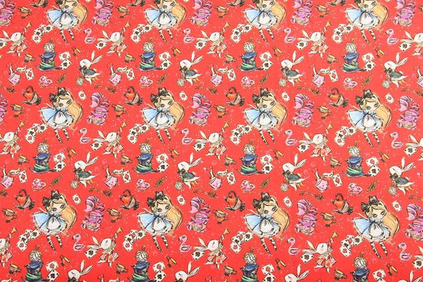 Alice in Wonderland 2 Colors! 1 Meter Printed Cotton Fabric, Fabric by Yard, Yardage Fabrics, Children  Kids