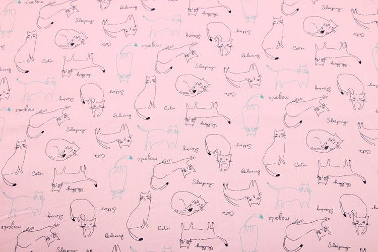 Cat Poses! 1 Meter Sanded Twill Cotton Fabric, Fabric by Yard, Yardage Cotton Fabrics for Style Garments, Bags