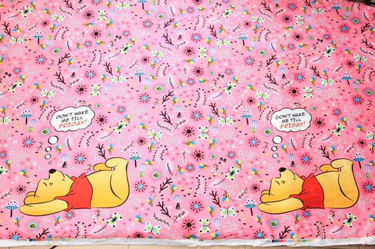 Don't Wake Me till Friday Winnie the Pooh ! Medium Thickness Cotton Fabric by Yard, Yardage Cotton Fabrics for Garments, Bags