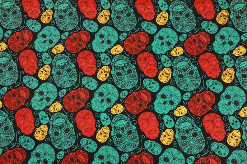 Skulls 2 Pattern! 1 Meter Medium Thickness  Cotton Fabric, Fabric by Yard, Yardage Cotton Fabrics for  Style Garments, Bags - fabrics-top