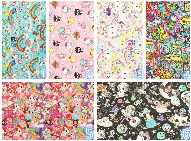 Tokidoki Anime Characters Series 1 ! 1 Yard Quality Printed Cotton Fabric, Fabric by Yard, Yardage Cotton Children Fabrics, Japanese