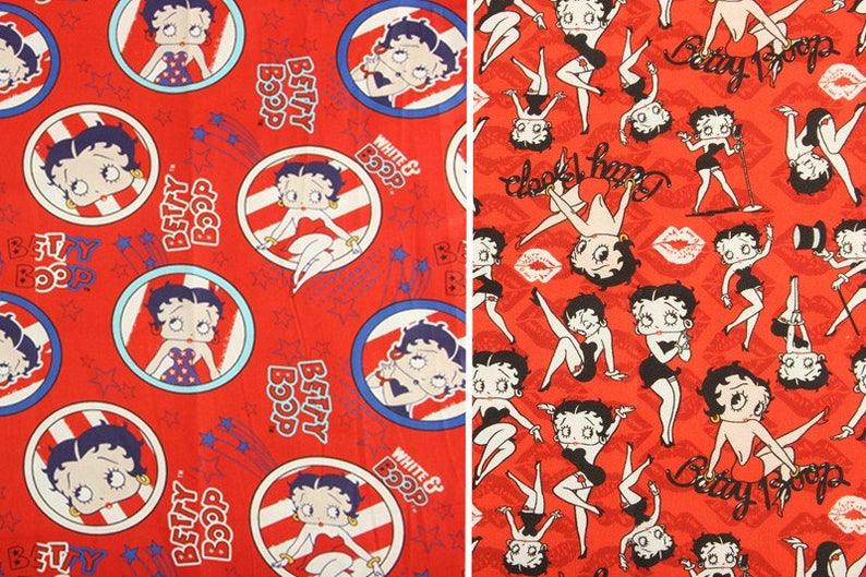 Betty Boop Red 2 Prints! Betty Boop, 1 Meter Medium Thickness Cotton Fabric, Fabric by Yard, Yardage Cotton Fabrics for Style Clothes  Bags