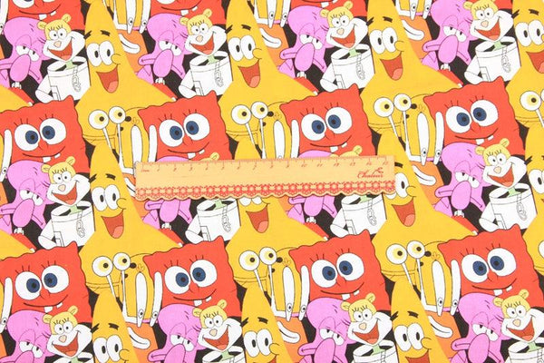 SpongeBob SquarePants Orange! 1 Meter Plain cotton fabric, Printed fabric, clothing fabric, pure cotton, cartoon animation, Bob 2103 - fabrics-top