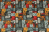 Star Wars black and orange! 1 Meter Printed Cotton Fabric, Fabric by Yard, Yardage Fabrics, Children  Kids