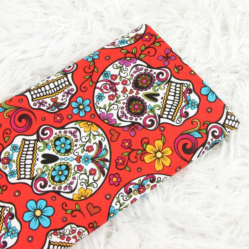 Gem Skulls red! 1 Meter Medium Thickness  Cotton Fabric, Fabric by Yard, Yardage Cotton Fabrics for  Style Garments, Bags - fabrics-top