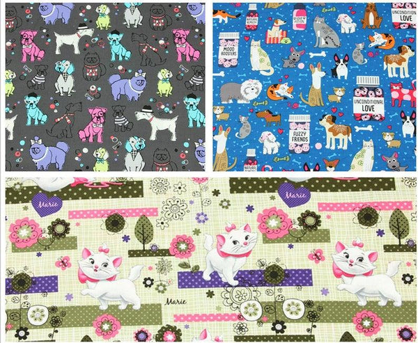 Woof and Meow 3 colors! 1 Meter Medium Thickness Cotton Fabric, Fabric by Yard, Yardage Cotton Fabrics for  Style Garments, Bags 190813