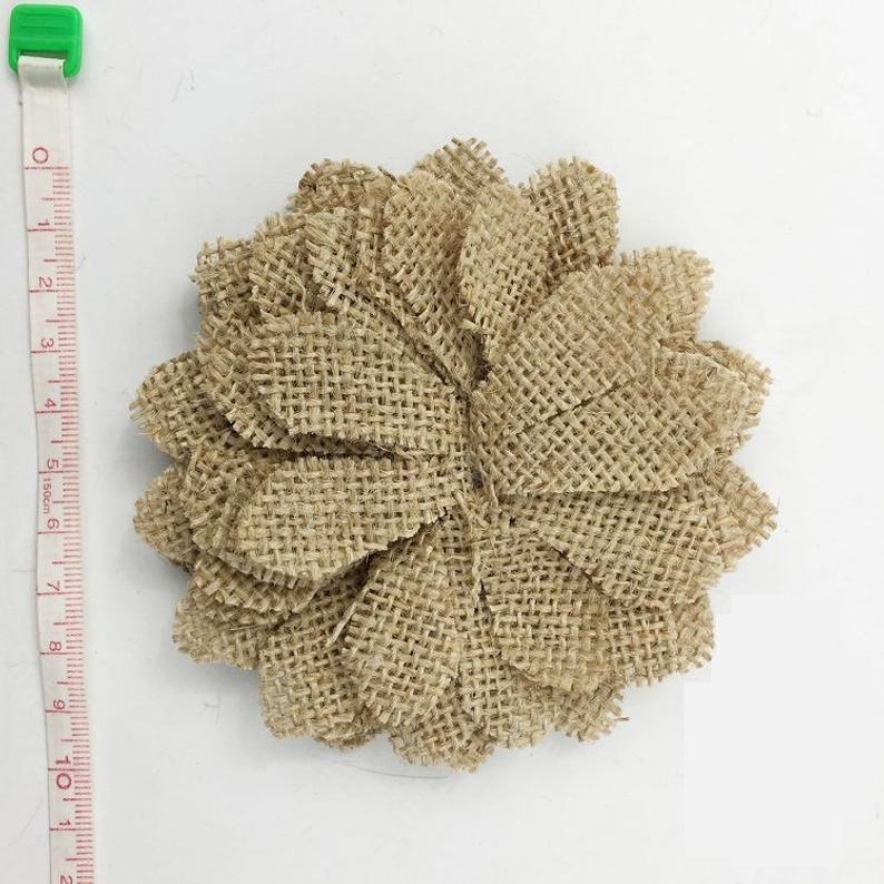 12pcs Gorgeous Jute-made Flowers, Jute Blossom,  Can be a Breast Pin, Brooch,or Ornament for Hat, Shoes or theatre Garments, 25 models - fabrics-top