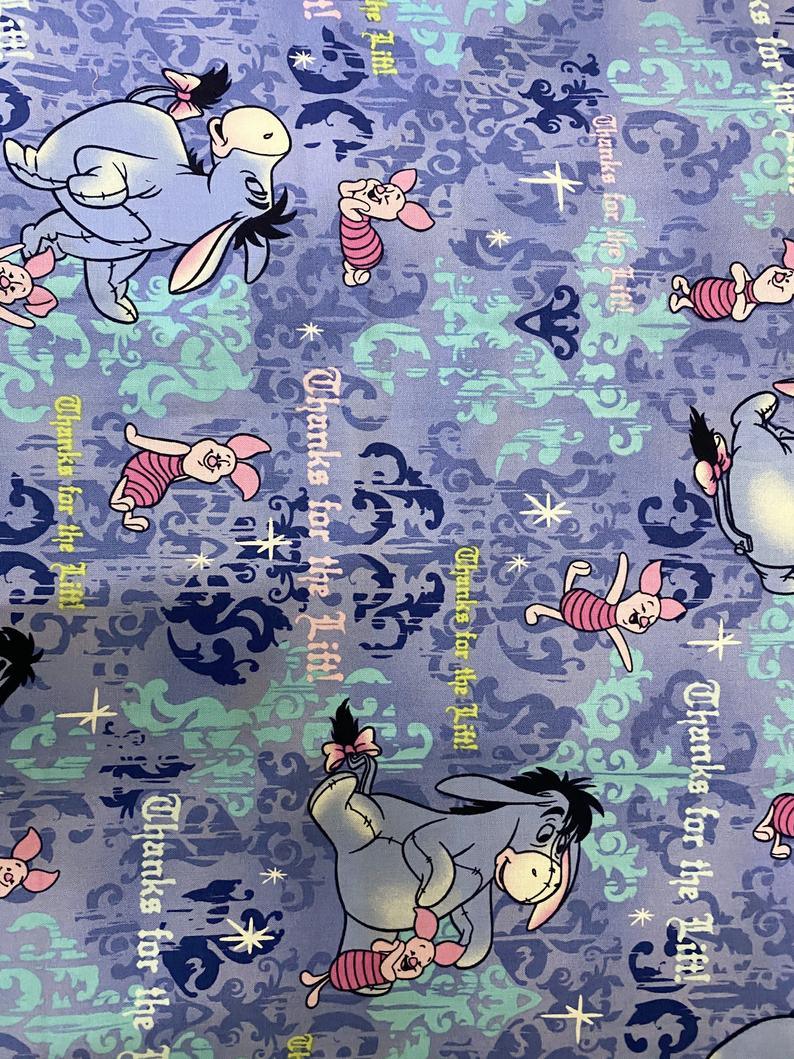 Eeyore blue Hearts /  thanks for the Lift  2 prints! 1 Meter Medium Thickness Cotton Fabric by Yard, Yardage Cotton for Style Clothes - fabrics-top