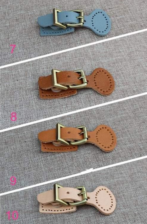 1 set of Leather belt and buckle for handmade stuff, Rivet fixing, 10 colors available, Width 4cm, overall length 9 cm - fabrics-top