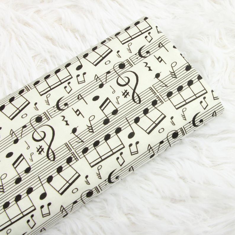 Musical Notes! 1 Meter Medium Thickness Plain Cotton Fabric, Fabric by Yard, Yardage Cotton Fabrics for  Style Garments, Bags - fabrics-top