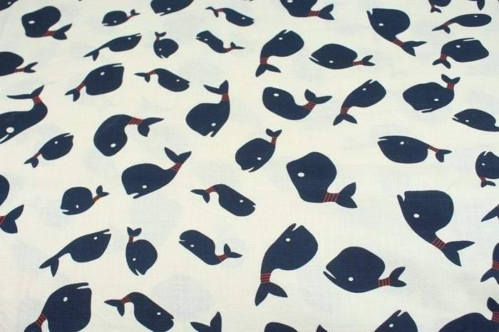 Whales! 1 Meter Medium Thickness Cotton-Linen Fabric, Fabric by Yard, Yardage Cotton Fabrics for Style Clothes, Bags