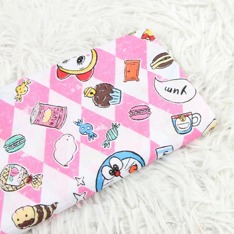 Doraemon Pink! 1 Yard Quality Cotton Plain Fabric, Fabric by Yard, Yardage Cotton Canvas Fabrics for Clothes Bags,  Cool Cats Japanese - fabrics-top