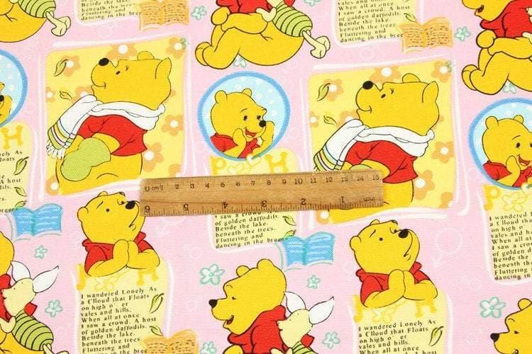 Winnie the Pooh 4 Colors! 1 Meter Stiff Cotton Toile Fabric, Fabric by Yard, Yardage Cotton Canvas Fabrics for Bags Style Beer Winnie - fabrics-top