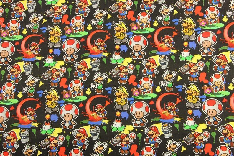 Super Mario and Friends 4 Colors! 1 Meter Top Quality Medium Thickness Plain Cotton Fabric, Fabric by Yard, Yardage Cotton 202010 - fabrics-top