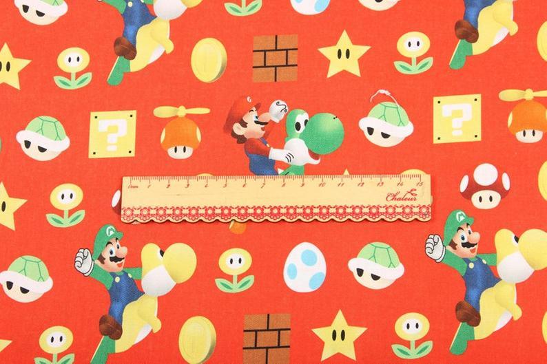 Super Mario and Friends Series 3 Colors! 1 Meter Top Quality Medium Thickness Plain Cotton Fabric, Fabric by Yard, Yardage Cotton 202011 - fabrics-top