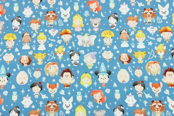 Disney Characters collection blue! 1 Meter Medium Thickness Cotton Fabric, Fabric by Yard, Yardage Cotton Fabrics for  Style Garments
