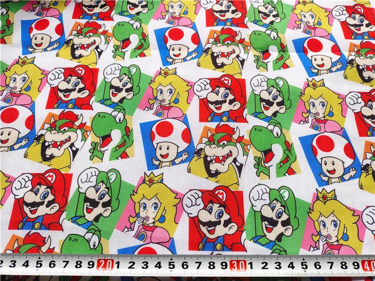 Super Mario and Friends red ! 1 Meter Light weight  Plain Polyester Blends Fabric, Fabric by Yard, Yardage Cotton Fabrics 2104 - fabrics-top