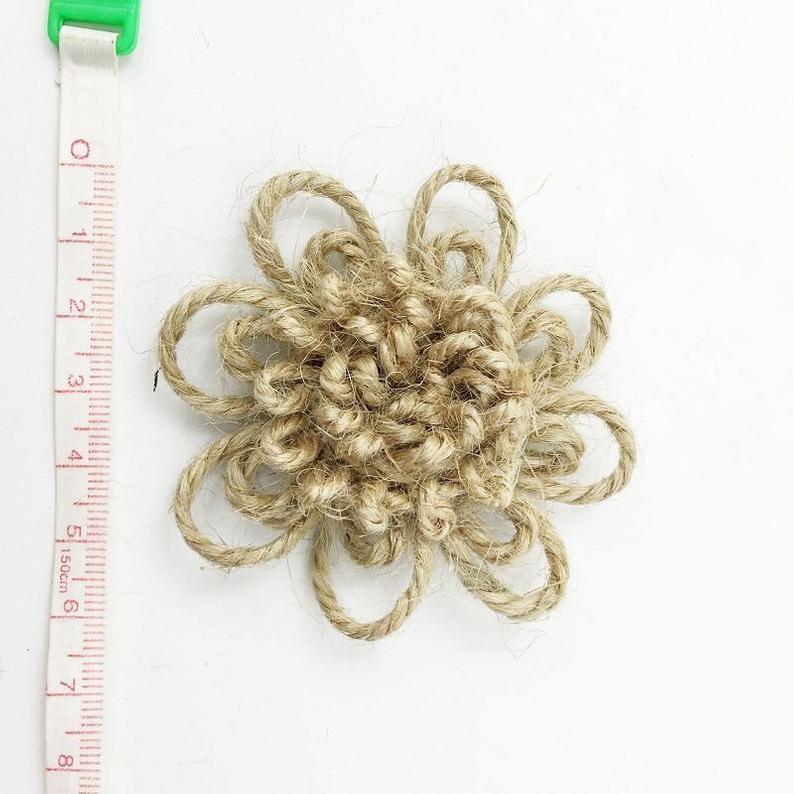 12pcs Gorgeous Jute-made Flowers, Jute Blossom,  Can be a Breast Pin, Brooch,or Ornament for Hat, Shoes or theatre Garments, 25 models - fabrics-top