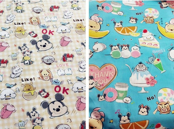 Adorable Disney Characters Together! 1 Meter Medium Thickness  Cotton Fabric, Fabric by Yard, Yardage Cotton Fabrics for  Style Garments