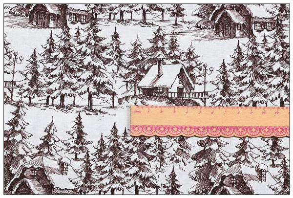 Northern Snowy scenery Pastoral Print ! 1 Meter Cotton Fabric, Fabric by Yard, Yardage Cotton Fabrics for Bags French Style - fabrics-top