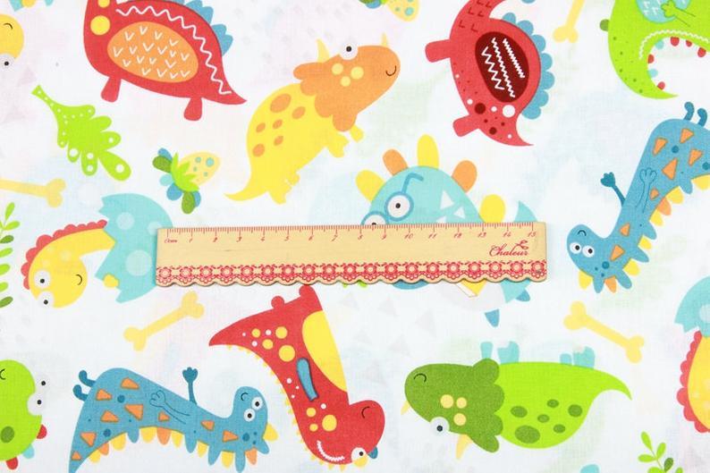 Sale! Cool Dino 2 Colors! 1 Meter Medium Thickness Cotton Fabric, Fabric by Yard, Yardage Cotton Fabrics for Style Clothes, Bags - fabrics-top