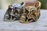 A Smaller Exquisite Brass Skull Accessory, Silver Skull Pendant, Great for Leather Handworks or other Crafts, Silver Skulls - fabrics-top