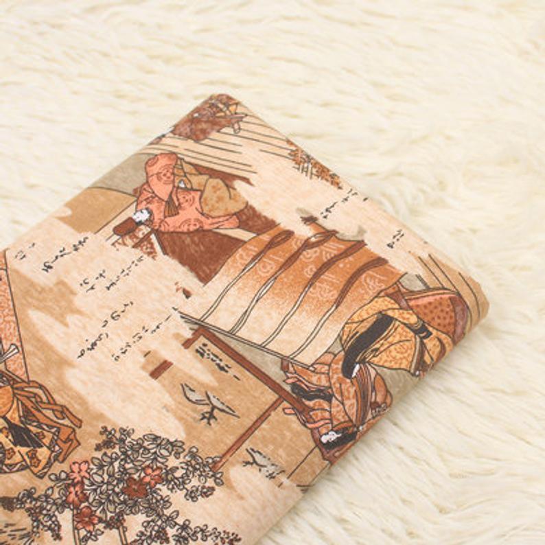 Art Painting Japanese Ukiyo-e! 1 Meter Quality Printed Cotton, Fabrics by Yard, Fabric Yardage Floral Fabrics Japanese Style  Japan - fabrics-top