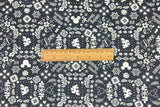 Folkloric Mickey Small Paisley navy! 1 Meter Medium Cotton Fabric, Fabric by Yard, Yardage Cotton Fabrics for Style Garments, Bags - fabrics-top