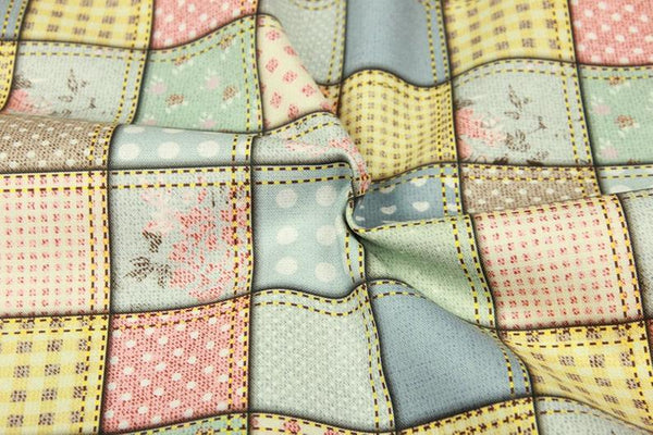 PatchWorks Floral Checks! 1 Meter Medium Thickness Plain Cotton Floral Fabric, Fabric by Yard, Yardage Cotton Fabrics for Style Garments - fabrics-top