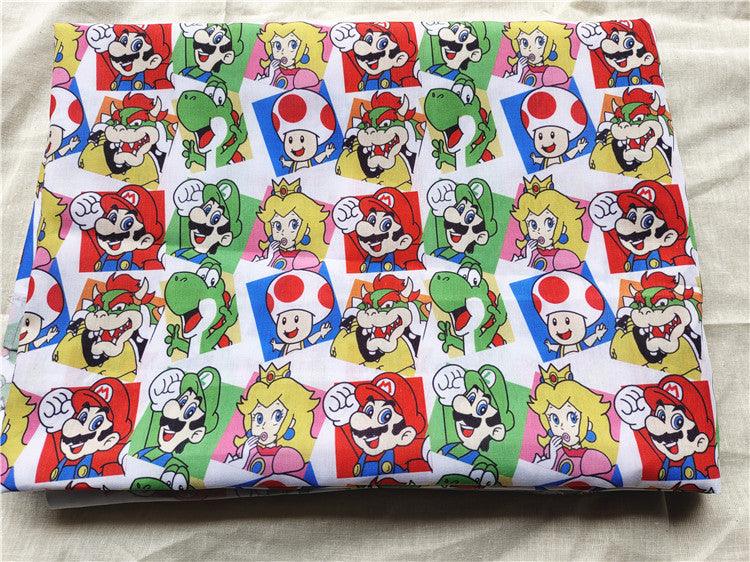 Super Mario and Friends red ! 1 Meter Light weight  Plain Polyester Blends Fabric, Fabric by Yard, Yardage Cotton Fabrics 2104 - fabrics-top