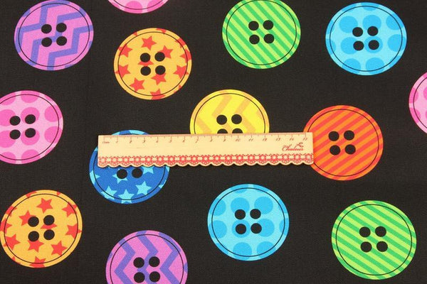 Colorful buttons l! 1 Meter Stiff Cotton Fabric, Fabric by Yard, Yardage Cotton Canvas Fabrics for Bags English Style - fabrics-top