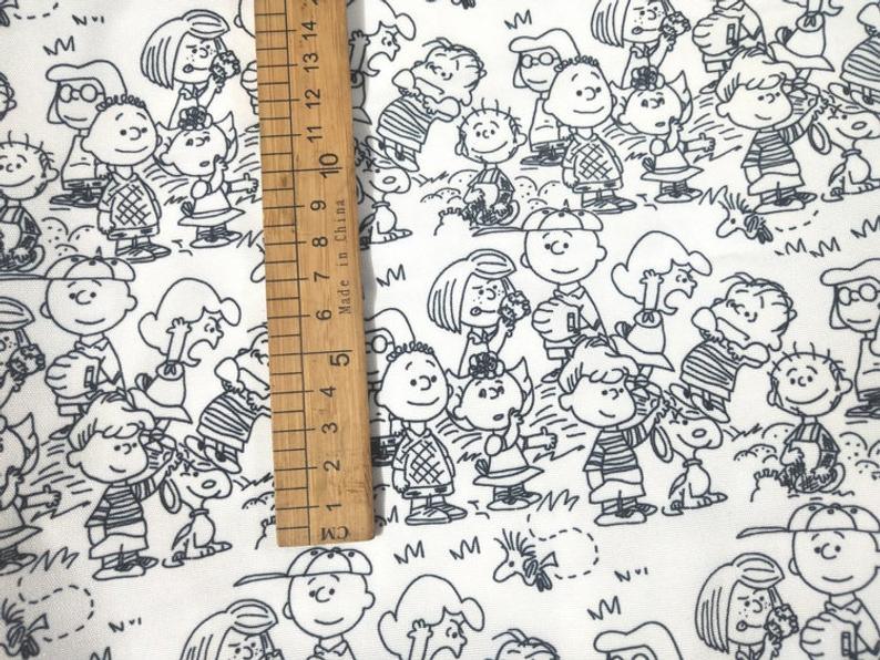 Snoopy Charlie Brown and Friends Series! 1 Yard Stiff Polyester Toile Fabric by Yard, Yardage Polyester Canvas Fabrics Bags Kids Children - fabrics-top