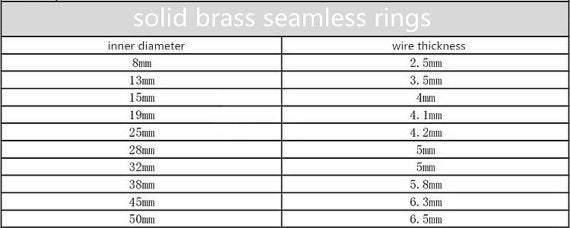 2 pcs of Quality Solid Brass Seamless O-Rings, Forged Rings, Inner Diameter 8mm 13mm 15mm 19mm 25mm 28mm, 32mm 38mm 45mm 50mm Available - fabrics-top