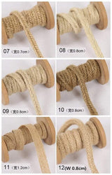 10 Yards of High Quality Narrow Flat Jute Belt, Hemp Rope, Hemp Cord, Jute Ribbon, Width 0.6~1cm, length: 10 yards, 20 Patterns Available - fabrics-top