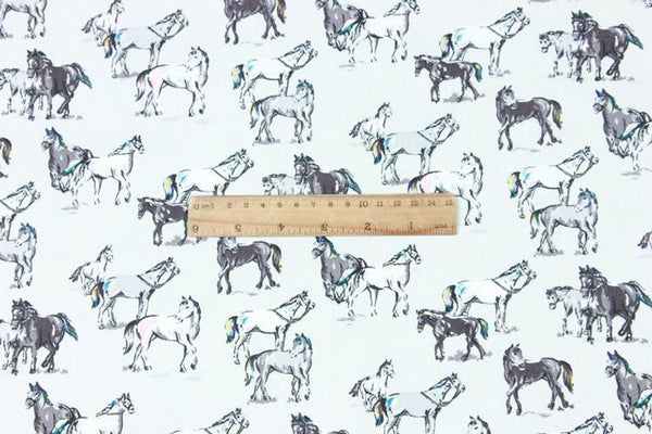 Horses! 1 Meter Stiff Cotton Toile Fabric, Fabric by Yard, Yardage Cotton Canvas Fabrics for Bags Cattle