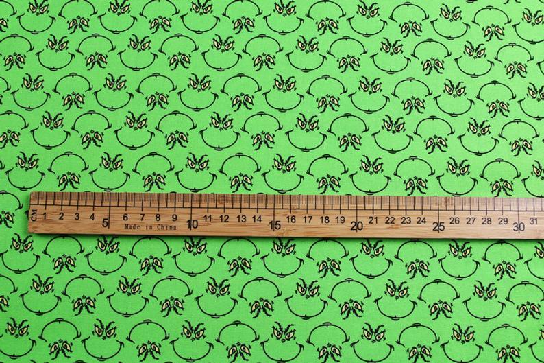 Ew, People! Grinch with Mask! 1 Meter Medium Children Plain Cotton Fabric, Fabric by Yard, Yardage Cotton Fabrics for  Style Garments, Bags - fabrics-top