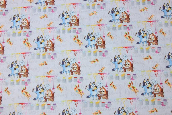Bluey and Bingo the puppies 2110! 1 Yard Quality Medium Thickness Plain Cotton Fabric, Fabric by Yard,  Cotton Australian Animated