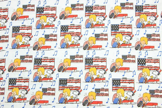 American Musical Snoopy! 1 Meter Printed Cotton Fabric, Fabric by Yard, Yardage Fabrics, Children  Kids 2105