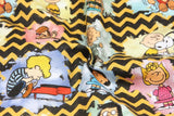 Yellow-black Chevron Snoopy! 1 Meter Printed Cotton Fabric, Fabric by Yard, Yardage Fabrics, Children  Kids - fabrics-top