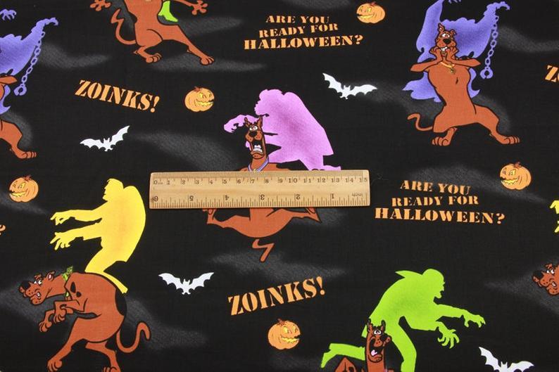 Zoinks Halloween! 1 Meter Medium Thickness Cotton Fabric, Fabric by Yard, Yardage Cotton Fabrics for Style Clothes, Bags Dog, Great Dane - fabrics-top