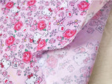 Hello Kitty Floral with Greeting Cards Pink! 1 Meter Polyester Fabric, Fabric by Yard, Yardage Cotton Fabrics Style Garments, Mask Fabrics - fabrics-top